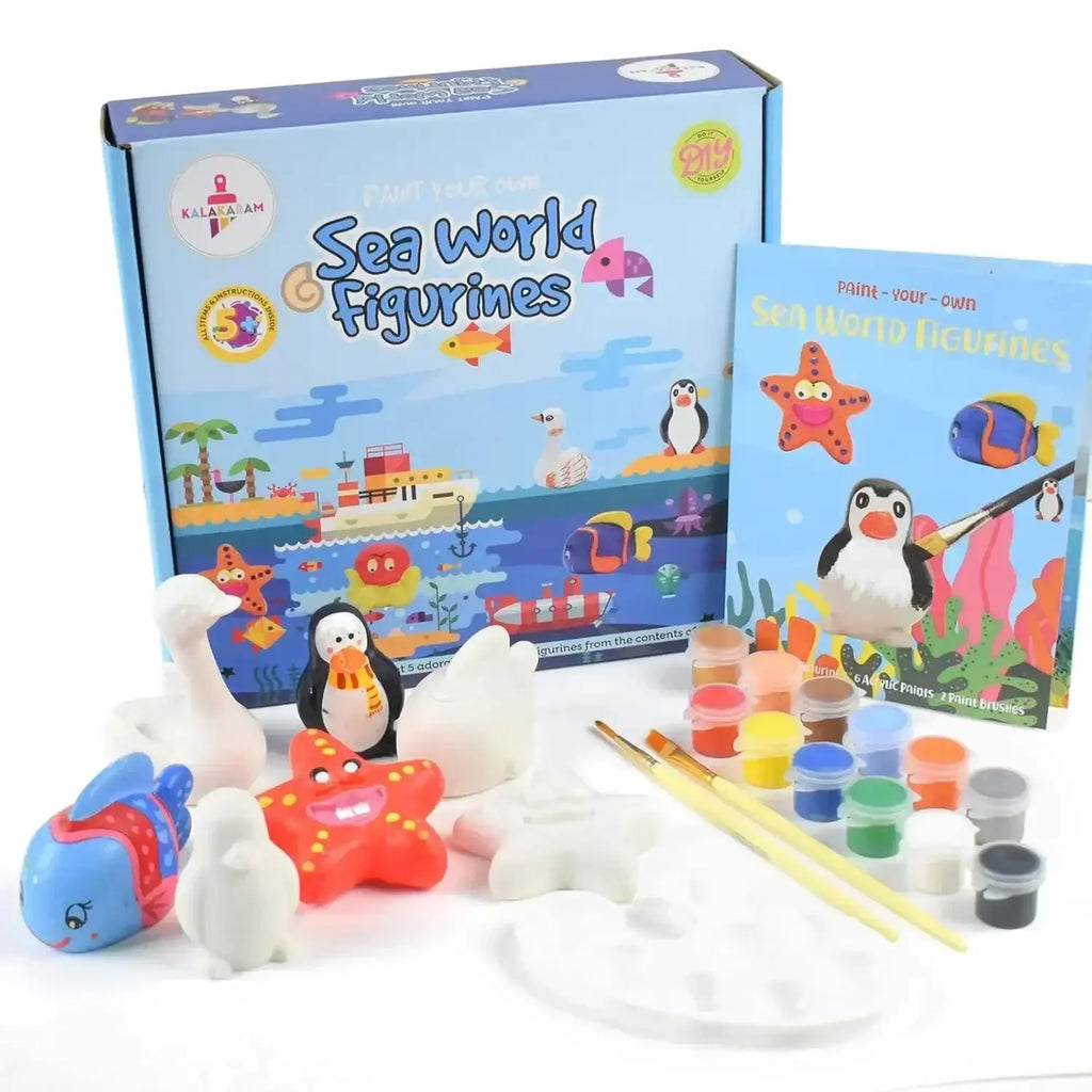 Kalakaram Paint Your Own Sea World Figurines Kit – DIY Craft Set - Naivri