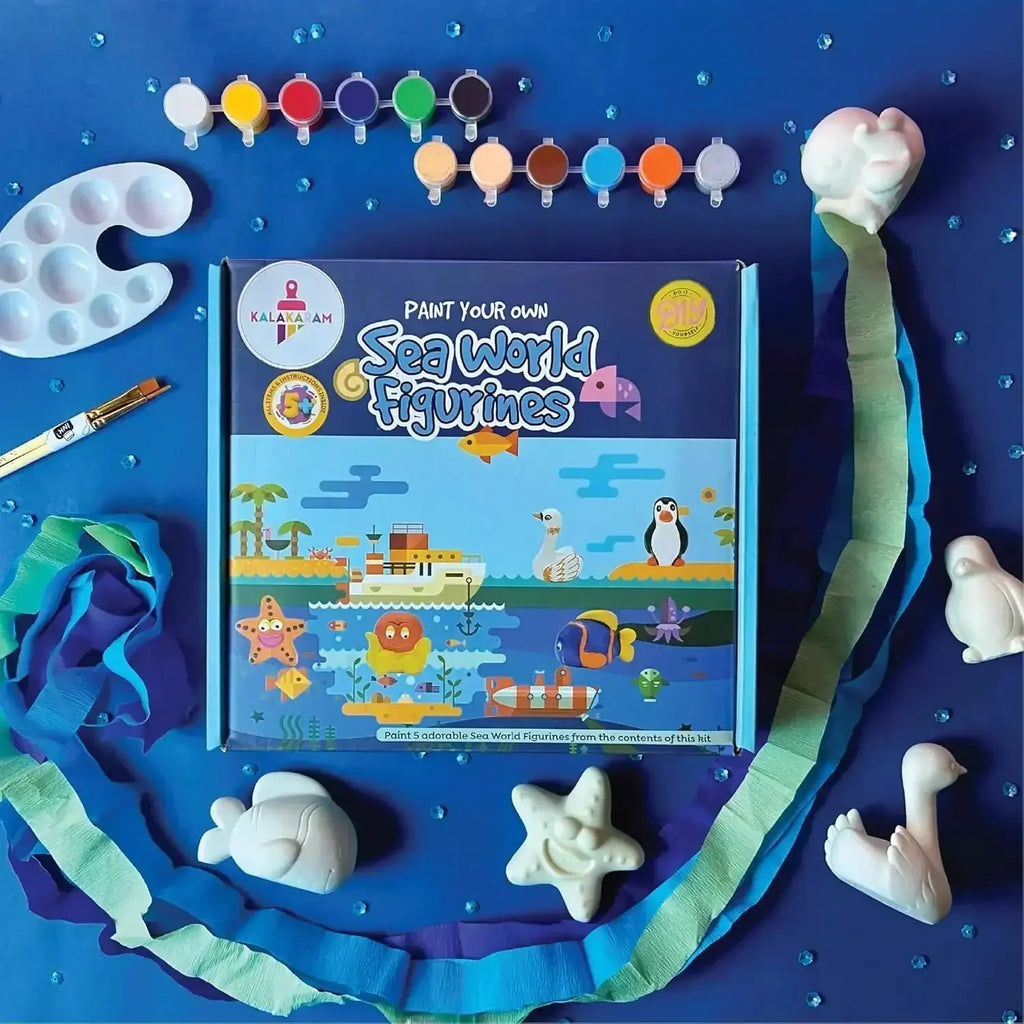Kalakaram Paint Your Own Sea World Figurines Kit – DIY Craft Set - Naivri