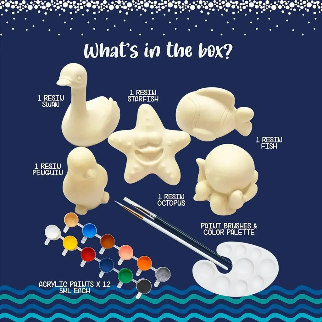 Kalakaram Paint Your Own Sea World Figurines Kit – DIY Craft Set - Naivri