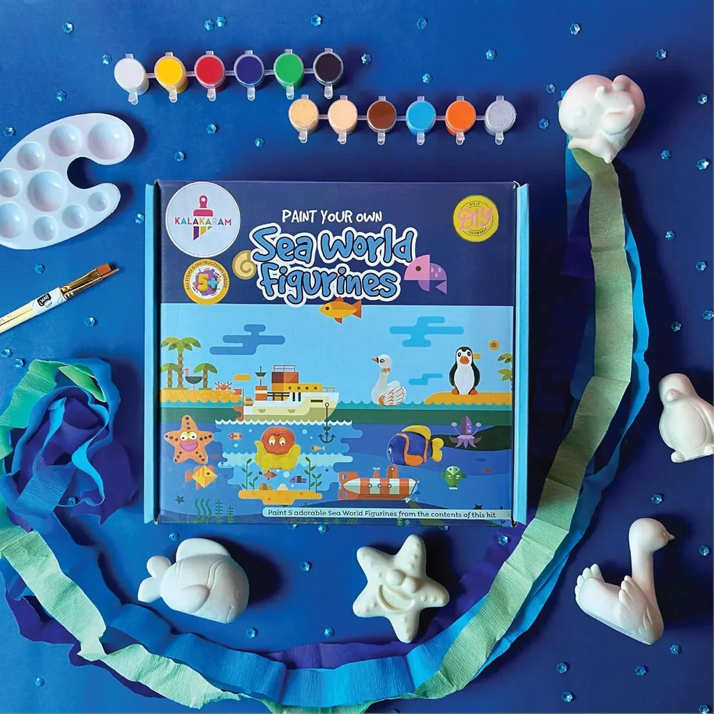 Kalakaram Paint Your Own Sea World Figurines Kit – DIY Craft Set - Naivri