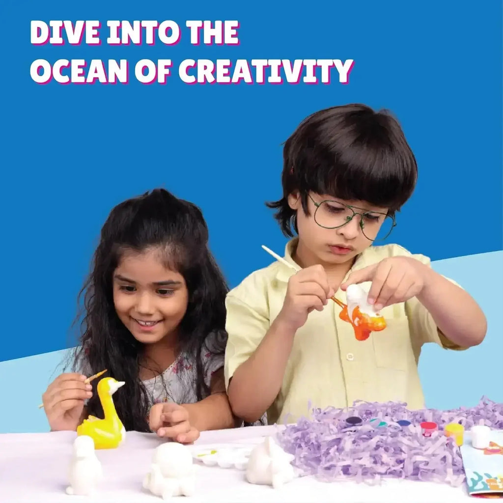 Kalakaram Paint Your Own Sea World Figurines Kit – DIY Craft Set - Naivri