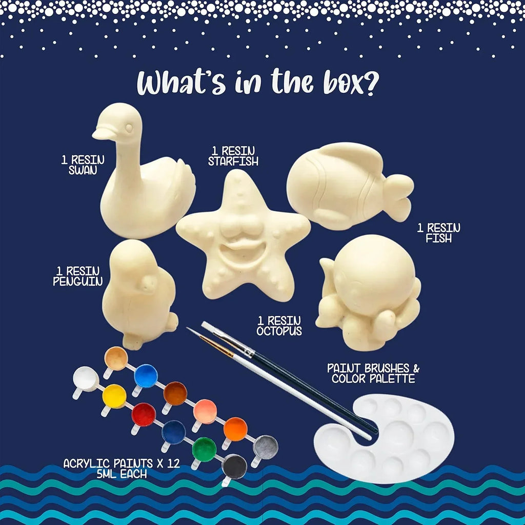 Kalakaram Paint Your Own Sea World Figurines Kit – DIY Craft Set - Naivri