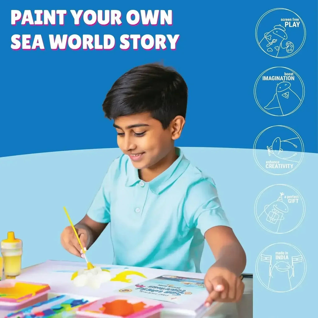 Kalakaram Paint Your Own Sea World Figurines Kit – DIY Craft Set - Naivri