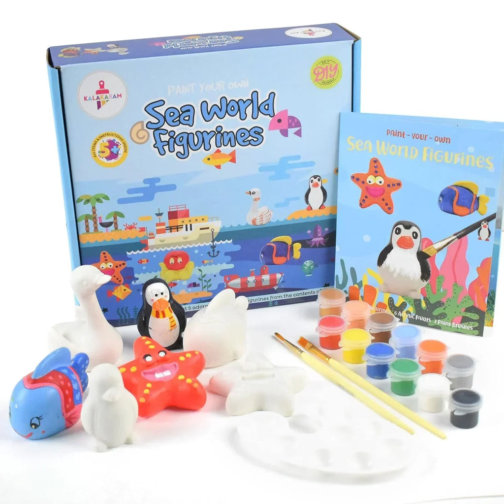 Kalakaram Paint Your Own Sea World Figurines Kit – DIY Craft Set - Naivri