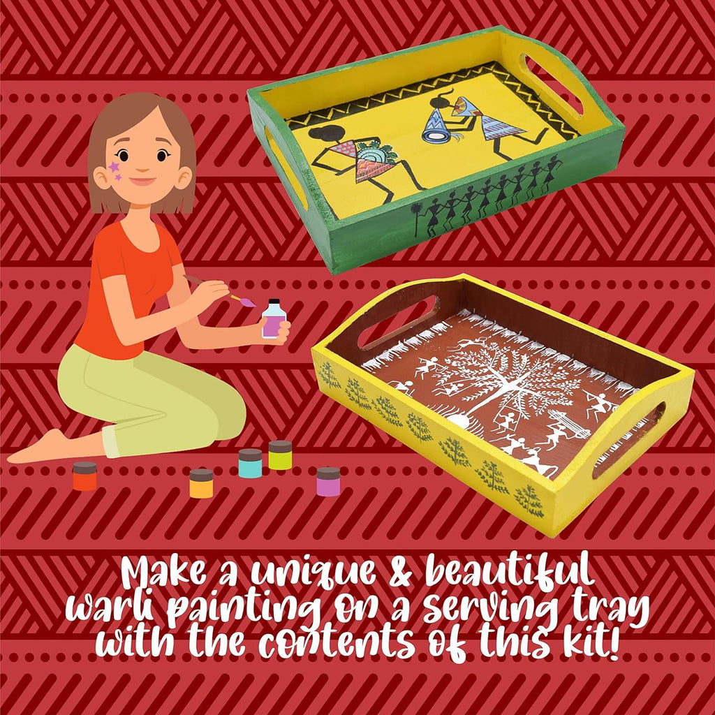 Kalakaram Paint Your Own Warli Art Serving Tray - Naivri
