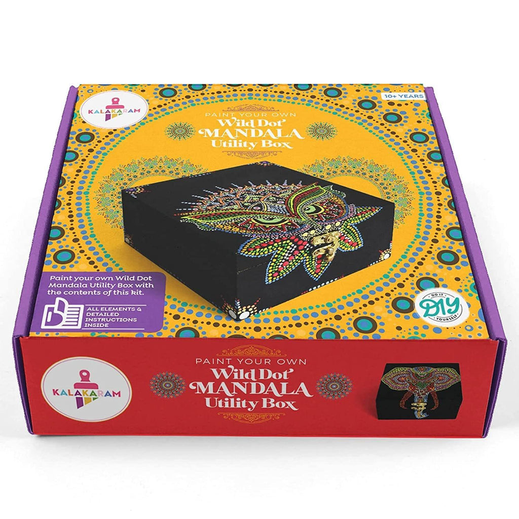 Kalakaram Paint Your Own Wild Dot Mandala Utility Box - Naivri