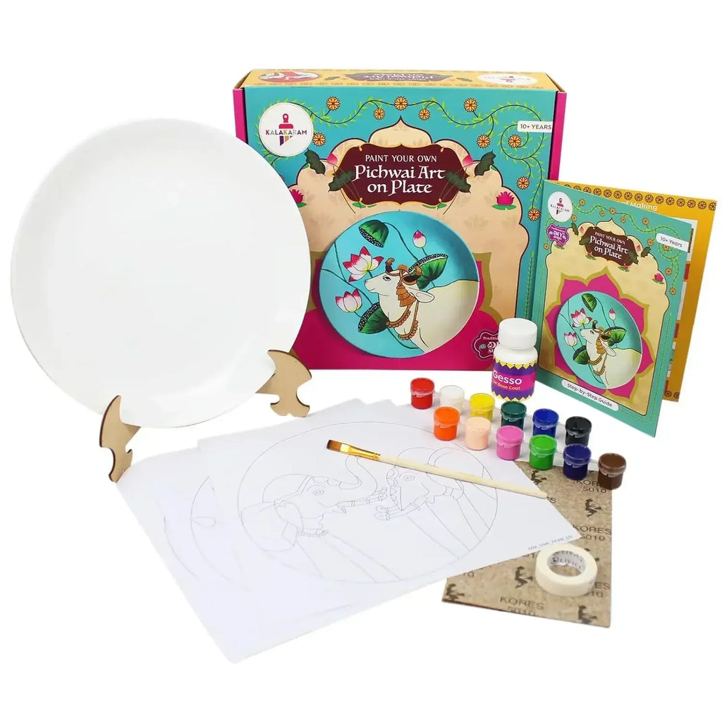 Kalakaram Pichwai Heritage Plate Painting Kit – DIY Traditional Art Set for Ages 10+ - Naivri
