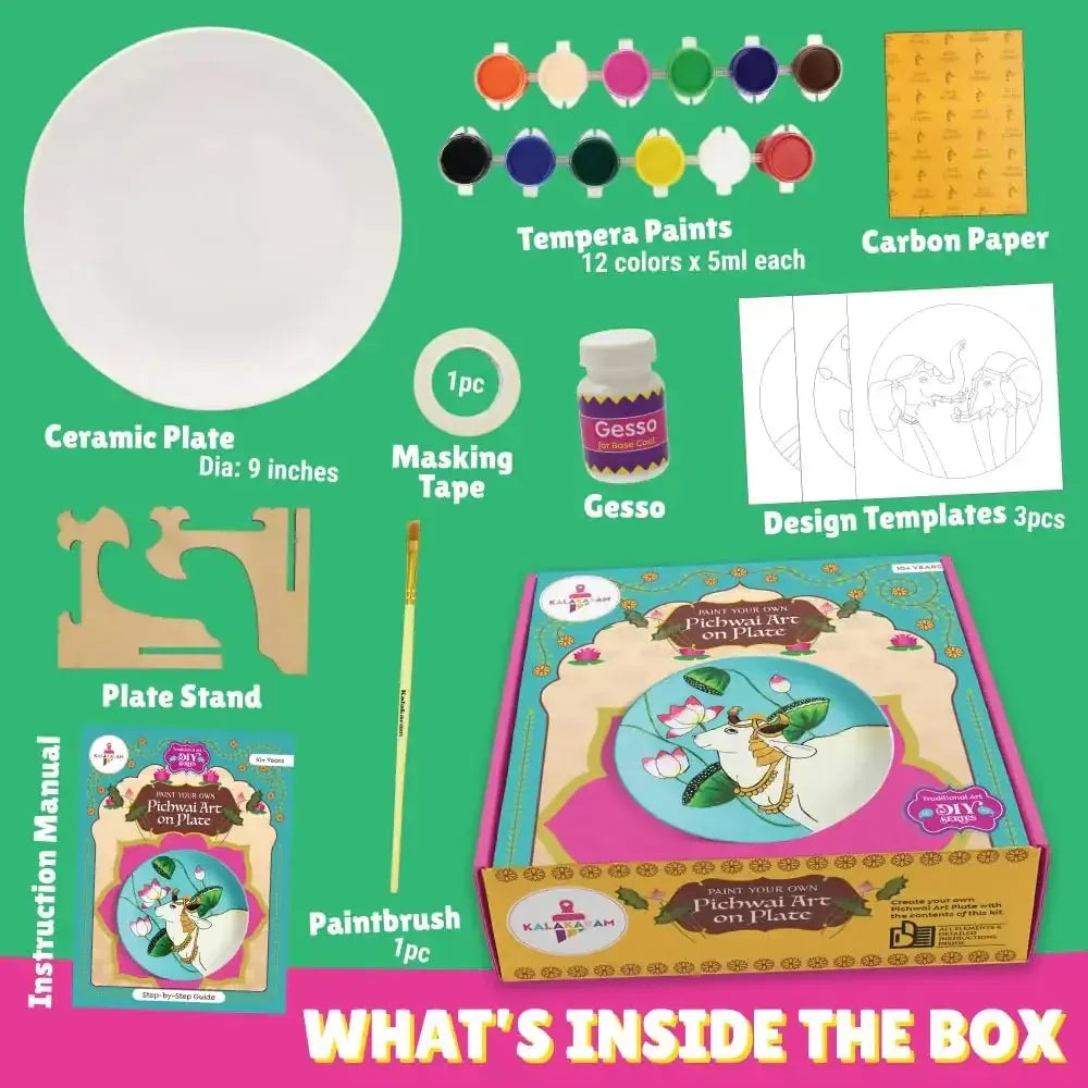 Kalakaram Pichwai Heritage Plate Painting Kit – DIY Traditional Art Set for Ages 10+ - Naivri