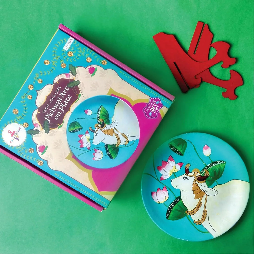 Kalakaram Pichwai Heritage Plate Painting Kit – DIY Traditional Art Set for Ages 10+ - Naivri