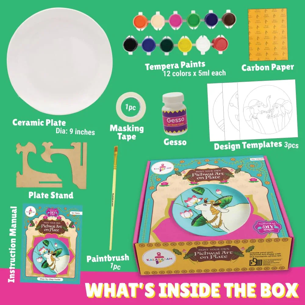 Kalakaram Pichwai Heritage Plate Painting Kit – DIY Traditional Art Set for Ages 10+ - Naivri