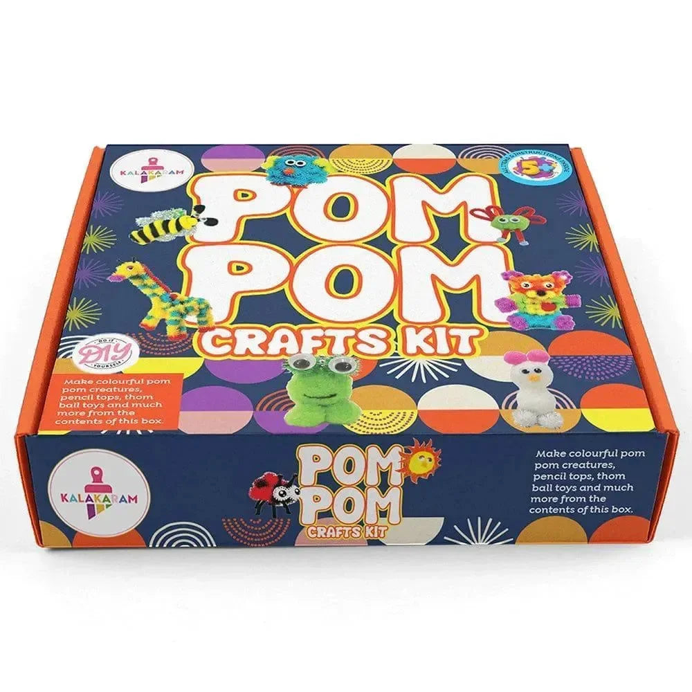 Kalakaram Pom Pom Crafts Kit – DIY Craft Set for Kids with Pipe Cleaners, Pom Poms, Googly Eyes & Thorn Balls | Creative, Colorful, Skill-Building Art Activity - Naivri
