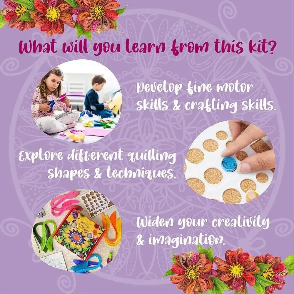 Kalakaram Quilling Mandala Kit – DIY Mandala Art with Quilling Strips & Tools | Create Your Own Paper Mandala | Craft Kit for Kids, Teens & Adults | Enhances Focus & Creativity - Naivri