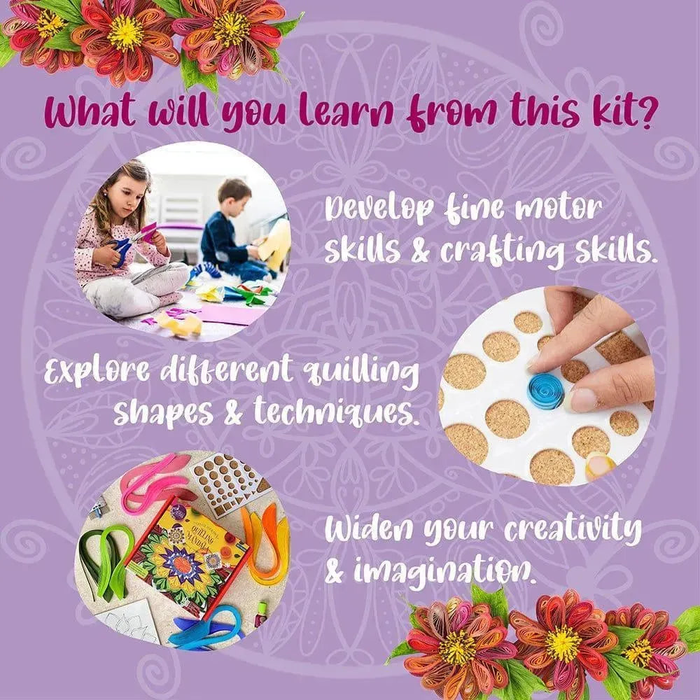 Kalakaram Quilling Mandala Kit – DIY Mandala Art with Quilling Strips & Tools | Create Your Own Paper Mandala | Craft Kit for Kids, Teens & Adults | Enhances Focus & Creativity - Naivri