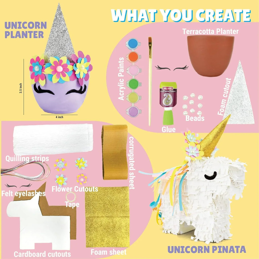 Kalakaram Unicorn Wonderland DIY Craft Box – 4-in-1 Creative Art Kit for Kids (Ages 5+) - Naivri
