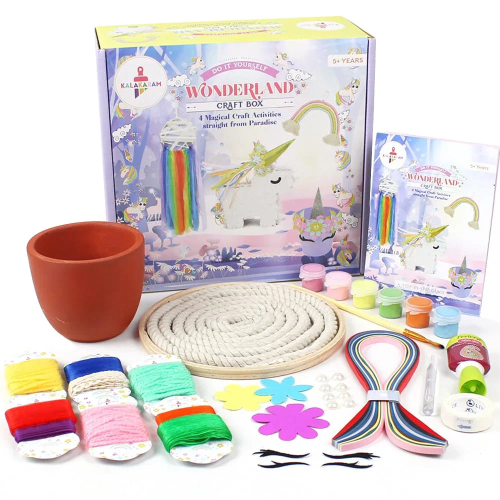 Kalakaram Unicorn Wonderland DIY Craft Box – 4-in-1 Creative Art Kit for Kids (Ages 5+) - Naivri