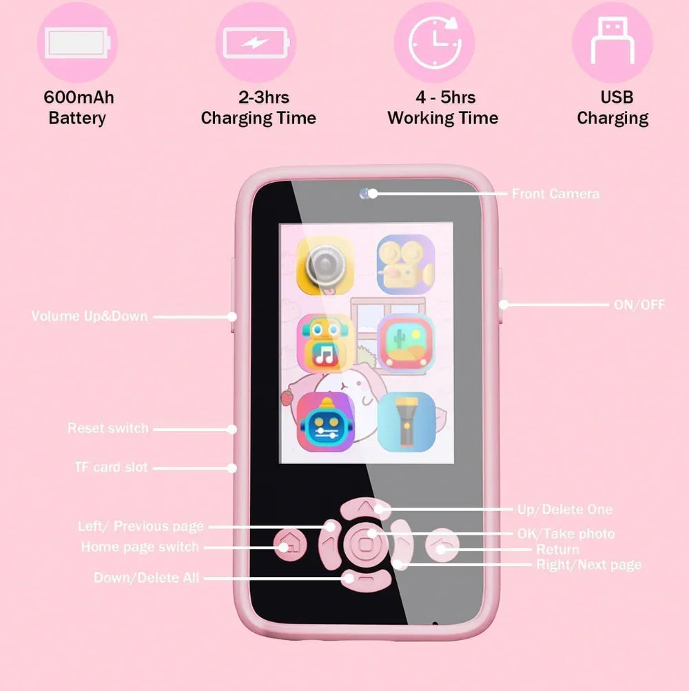 Kids smartphone camera toy phone with games and more! - Naivri