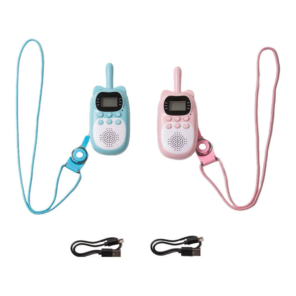 Kids Walkie-Talkie Set Pink/Blue – 3KM Range, USB Charging - Naivri