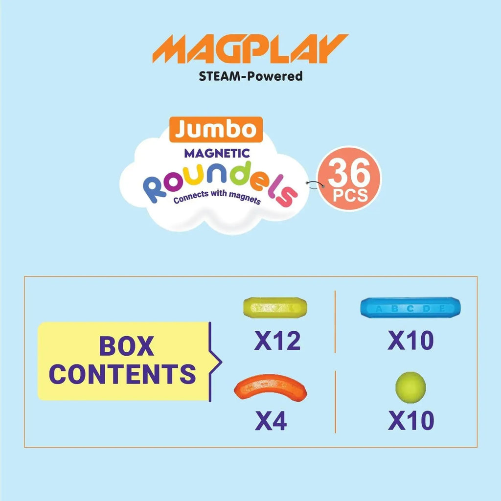 Kipa Magplay Jumbo Magnetic Roundels 36Pcs - Naivri