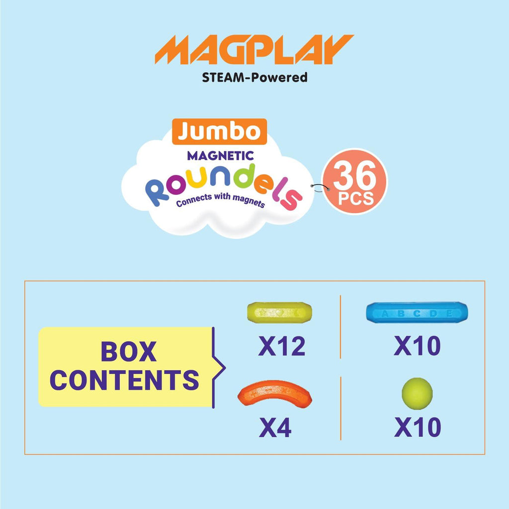 Kipa Magplay Jumbo Magnetic Roundels 36Pcs - Naivri