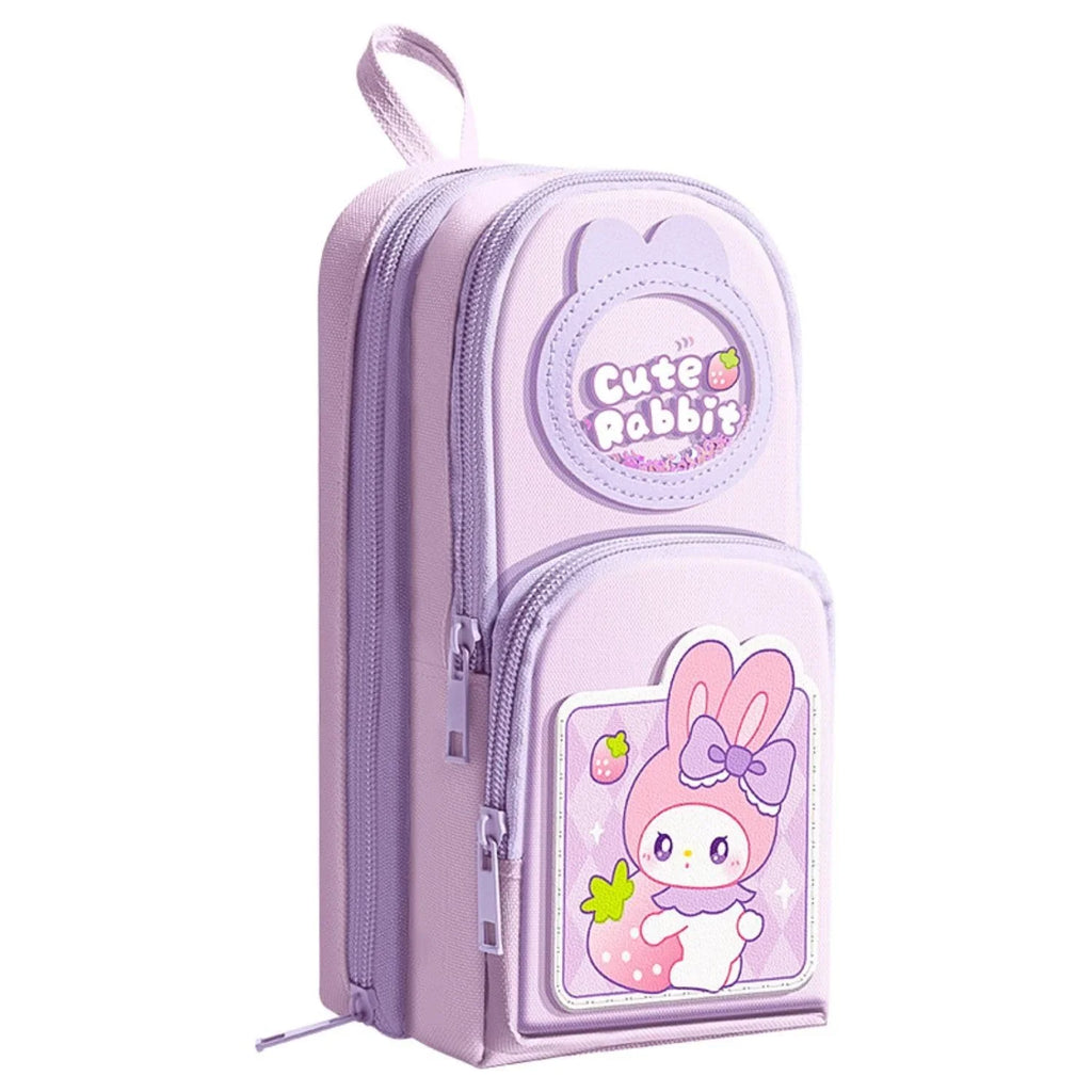 Large-Capacity Canvas Pencil Organizer for Kids – 3-Zip School Stationery Pouch (3Y+) - Naivri