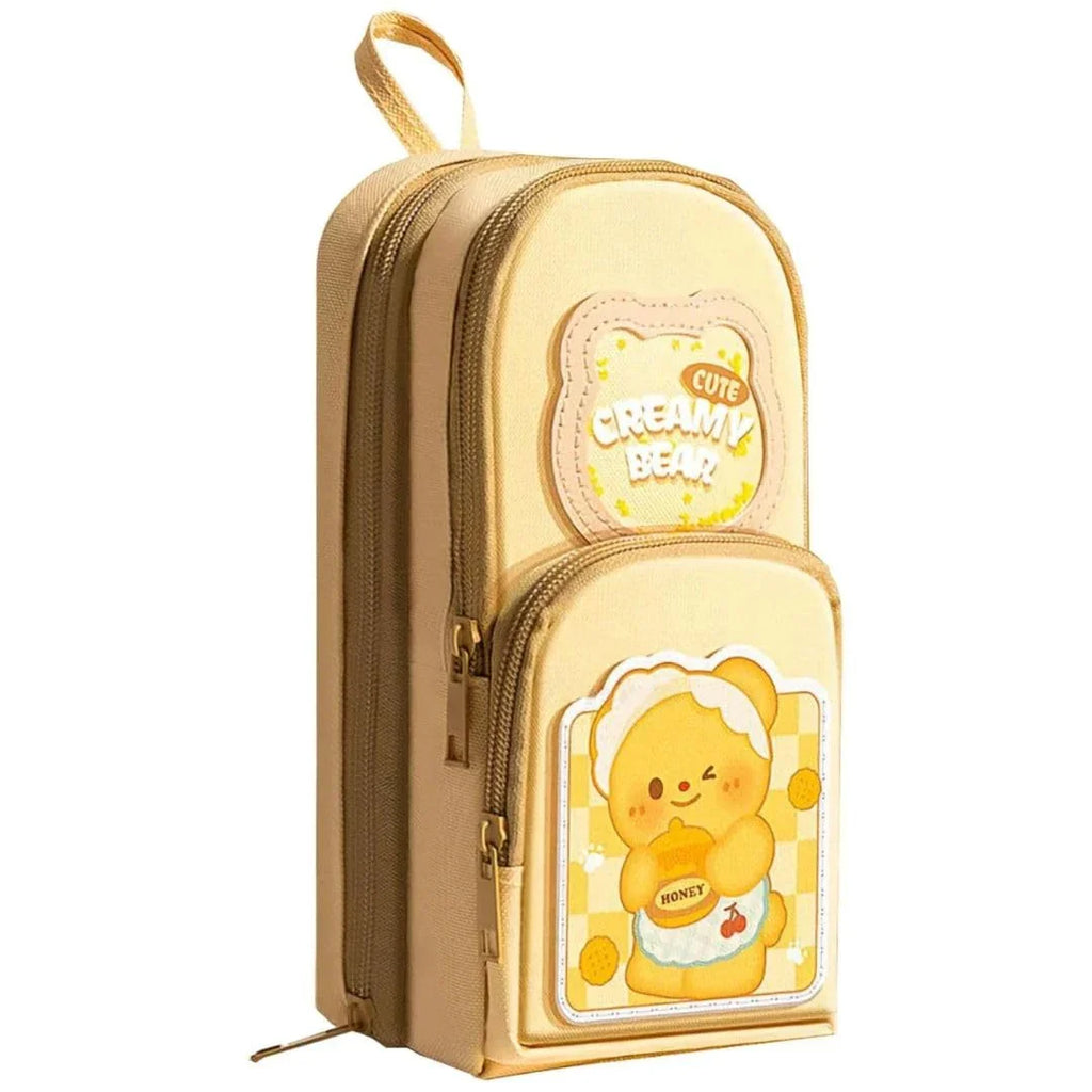 Large-Capacity Canvas Pencil Organizer for Kids – 3-Zip School Stationery Pouch (3Y+) - Naivri