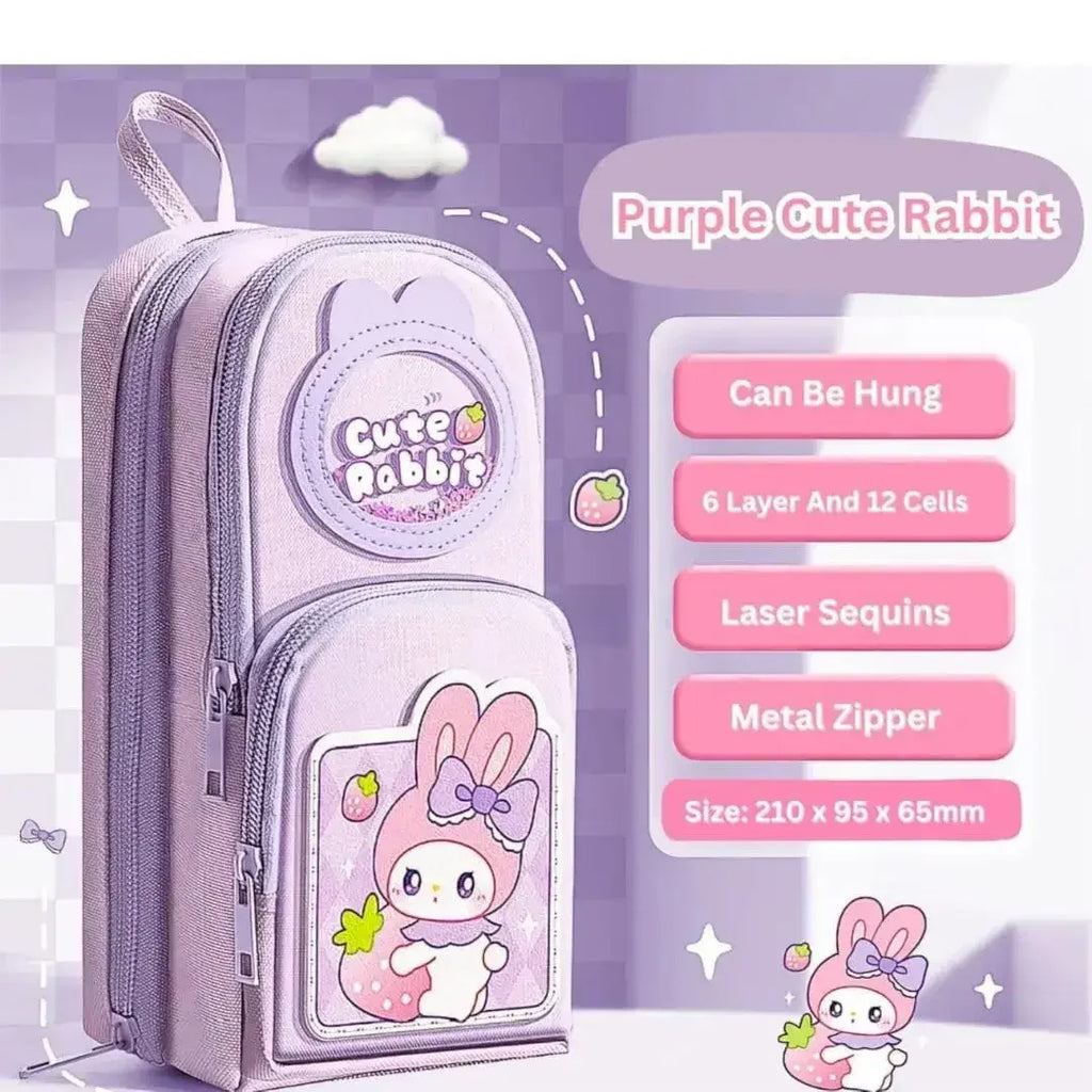 Large-Capacity Canvas Pencil Organizer for Kids – 3-Zip School Stationery Pouch (3Y+) - Naivri