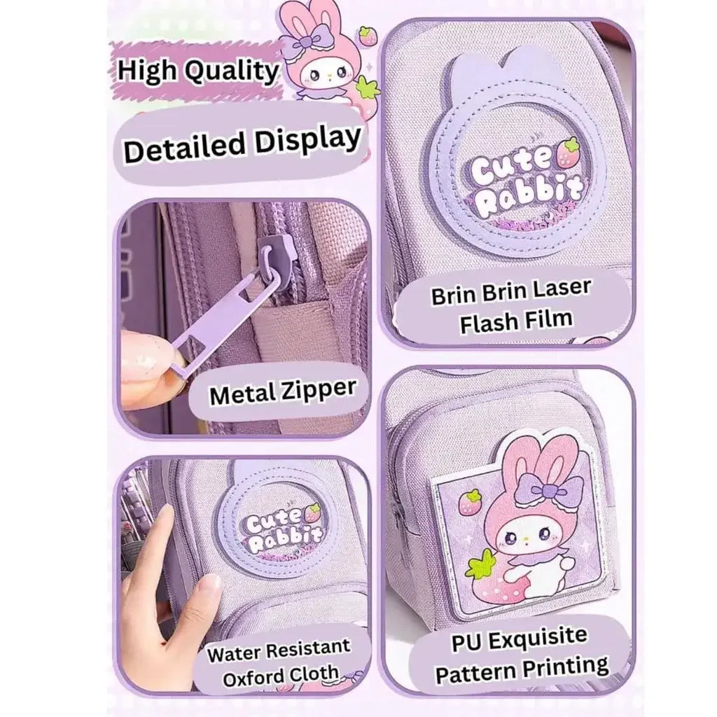 Large-Capacity Canvas Pencil Organizer for Kids – 3-Zip School Stationery Pouch (3Y+) - Naivri