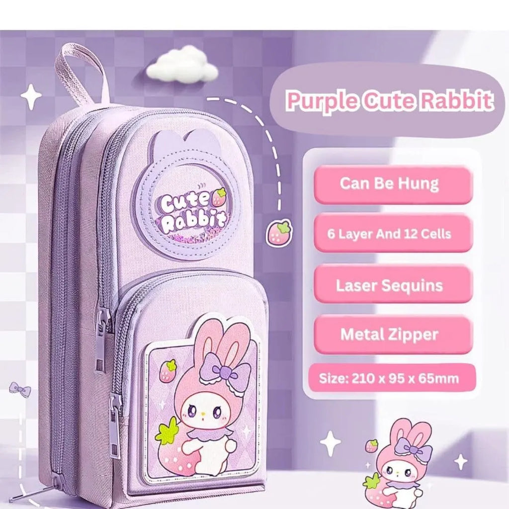 Large-Capacity Canvas Pencil Organizer for Kids – 3-Zip School Stationery Pouch (3Y+) - Naivri