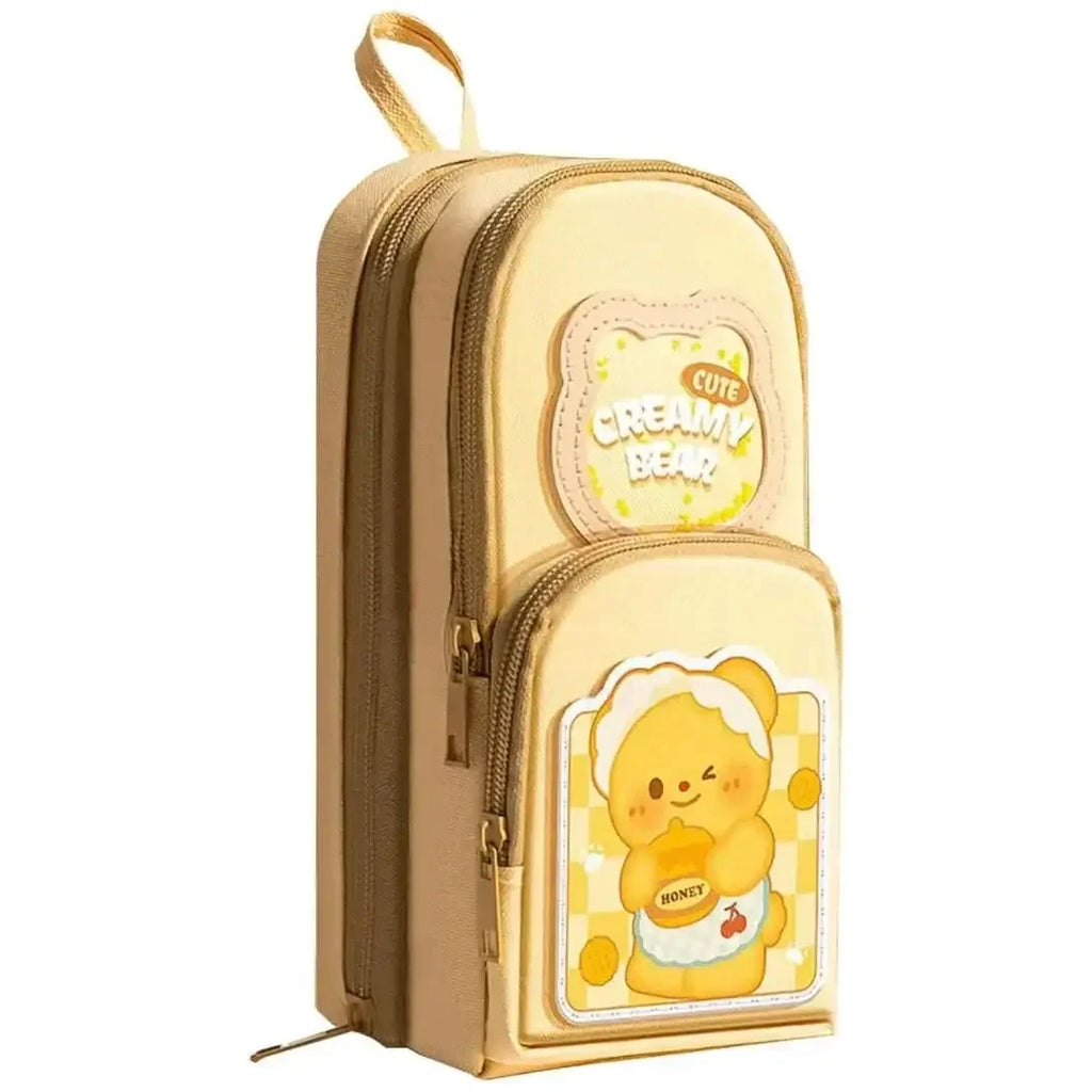 Large-Capacity Canvas Pencil Organizer for Kids – 3-Zip School Stationery Pouch (3Y+) - Naivri