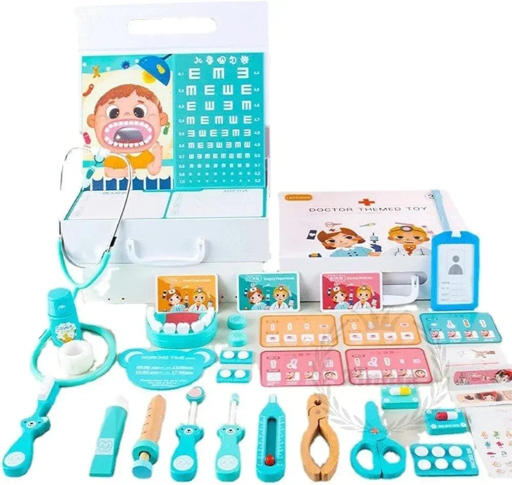 LeChang Wooden Doctor Themed Toy Set – Educational Dentist Playset for Kids 3+ - Naivri