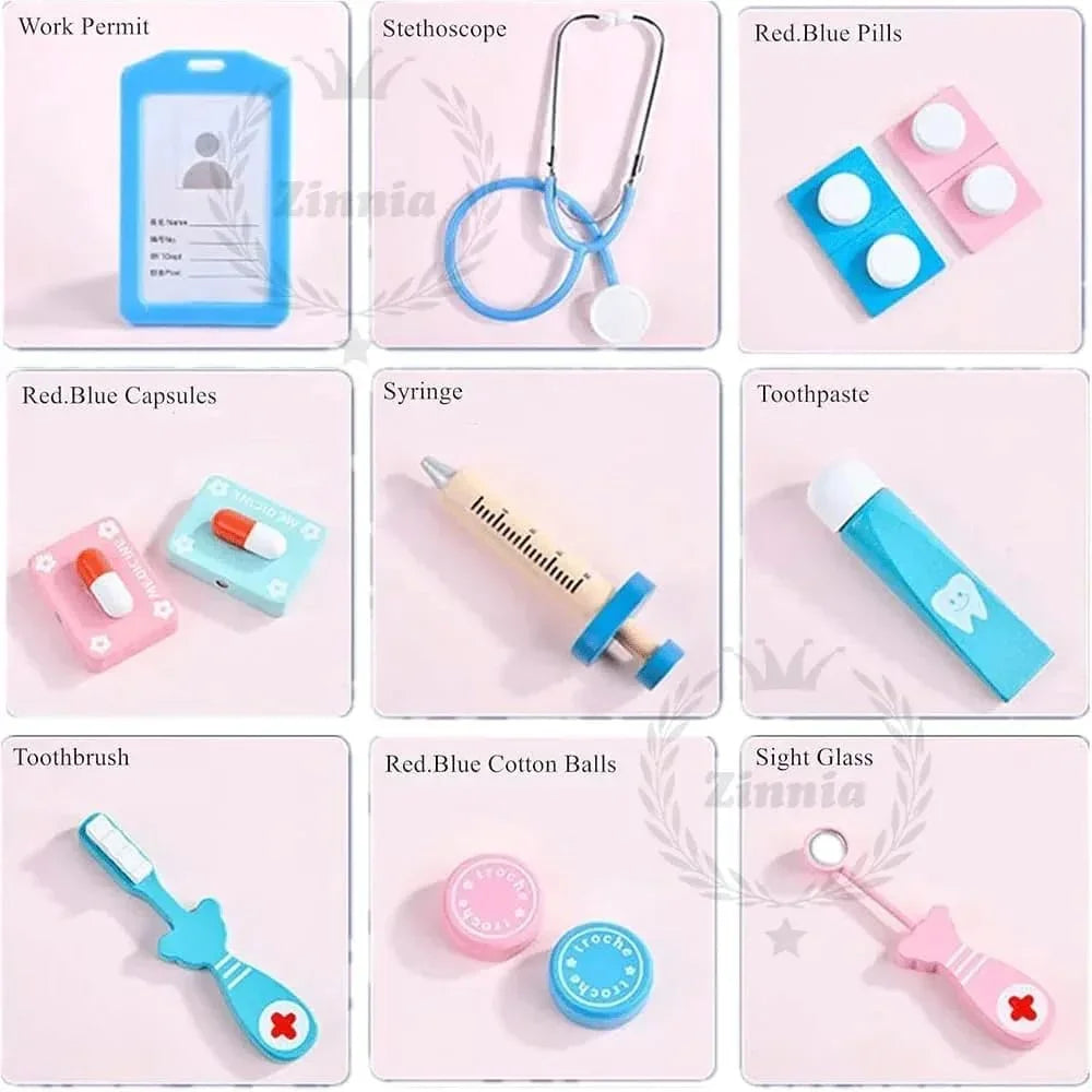 LeChang Wooden Doctor Themed Toy Set – Educational Dentist Playset for Kids 3+ - Naivri