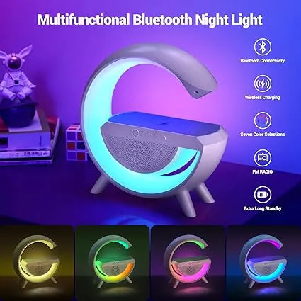 Led Ambient Lighting Night Light For Bedroom Bluetooth Speakers Atmosphere Lamp For Living Room Decor Rechargeable Battery Operated Dorm Bedside Lamps With 15W Wireless Charging Child Gift-Abs - Naivri