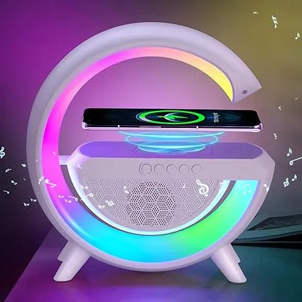 Led Ambient Lighting Night Light For Bedroom Bluetooth Speakers Atmosphere Lamp For Living Room Decor Rechargeable Battery Operated Dorm Bedside Lamps With 15W Wireless Charging Child Gift-Abs - Naivri