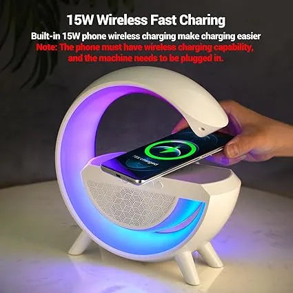 Led Ambient Lighting Night Light For Bedroom Bluetooth Speakers Atmosphere Lamp For Living Room Decor Rechargeable Battery Operated Dorm Bedside Lamps With 15W Wireless Charging Child Gift-Abs - Naivri
