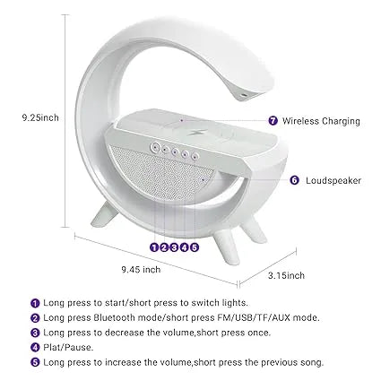Led Ambient Lighting Night Light For Bedroom Bluetooth Speakers Atmosphere Lamp For Living Room Decor Rechargeable Battery Operated Dorm Bedside Lamps With 15W Wireless Charging Child Gift-Abs - Naivri
