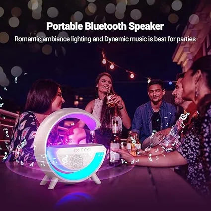 Led Ambient Lighting Night Light For Bedroom Bluetooth Speakers Atmosphere Lamp For Living Room Decor Rechargeable Battery Operated Dorm Bedside Lamps With 15W Wireless Charging Child Gift-Abs - Naivri