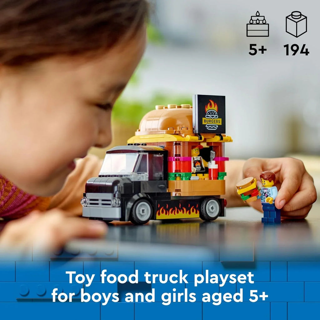 LEGO 60404 City Burger Truck Build & Serve Playset – Fast-Food Role-Play Fun for Ages 5+ - Naivri