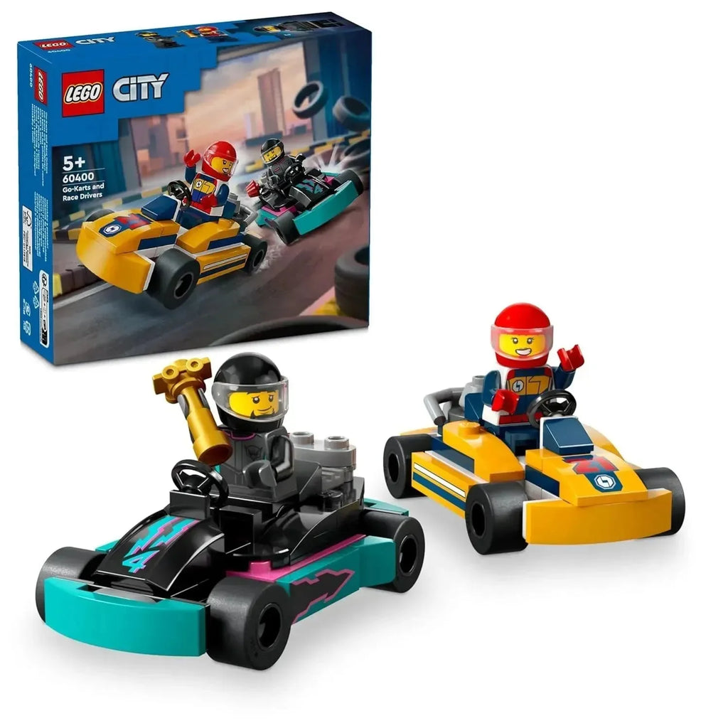 LEGO City 60400 Go-Karts and Race Drivers Toy Set | 99 Pieces | Includes 2 Vehicles, 2 Minifigures & Trophy | Ages 5+ - Naivri