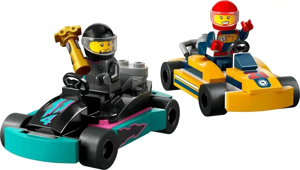 LEGO City 60400 Go-Karts and Race Drivers Toy Set | 99 Pieces | Includes 2 Vehicles, 2 Minifigures & Trophy | Ages 5+ - Naivri