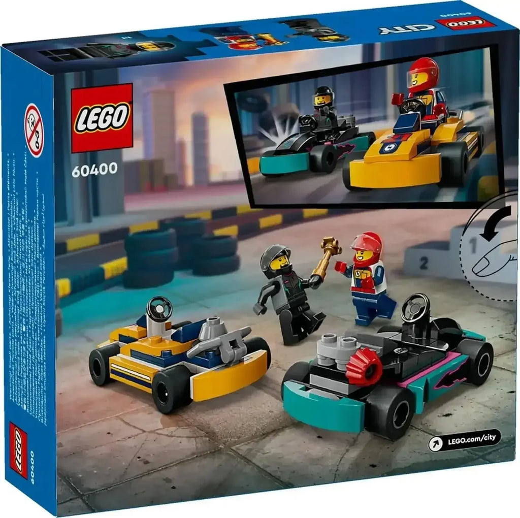 LEGO City 60400 Go-Karts and Race Drivers Toy Set | 99 Pieces | Includes 2 Vehicles, 2 Minifigures & Trophy | Ages 5+ - Naivri