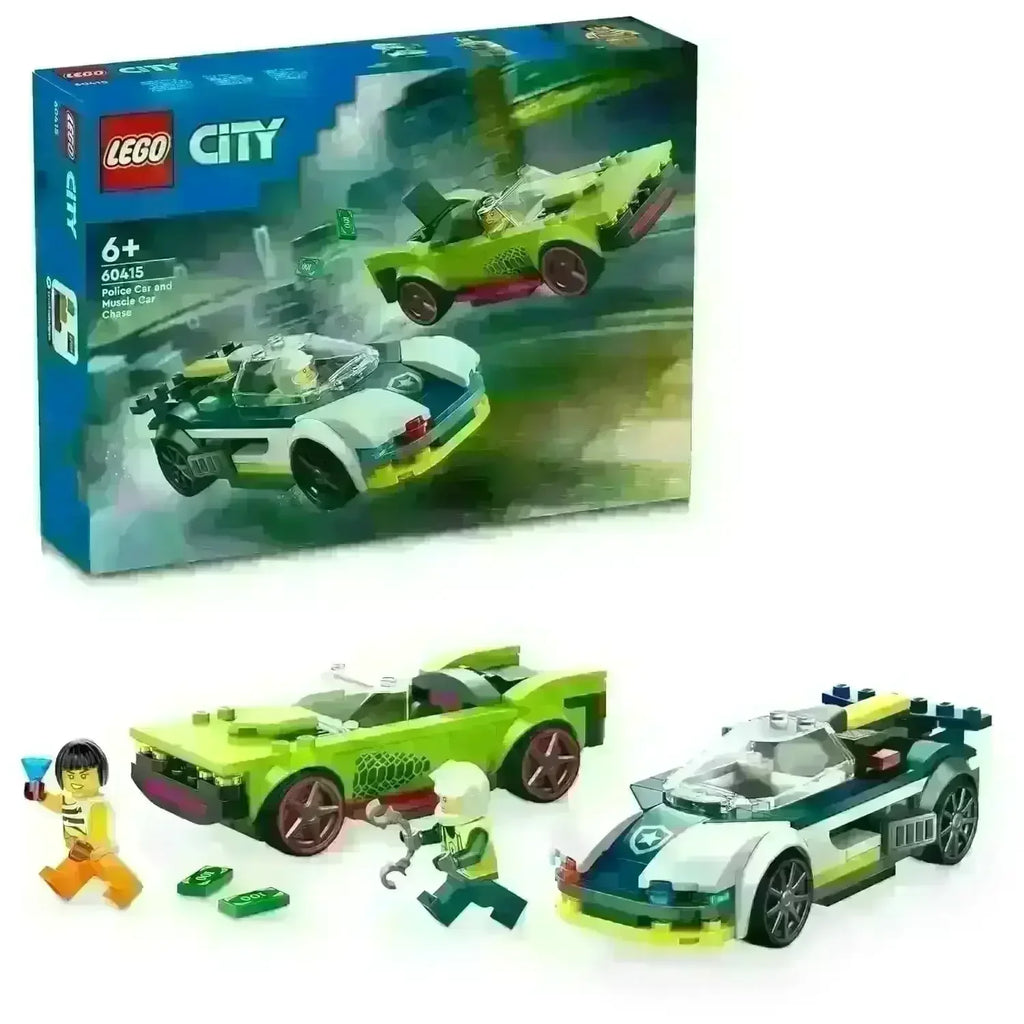 LEGO City 60415 Police Car and Muscle Car Chase – High-Speed Vehicle Chase Building Set for Kids - Naivri