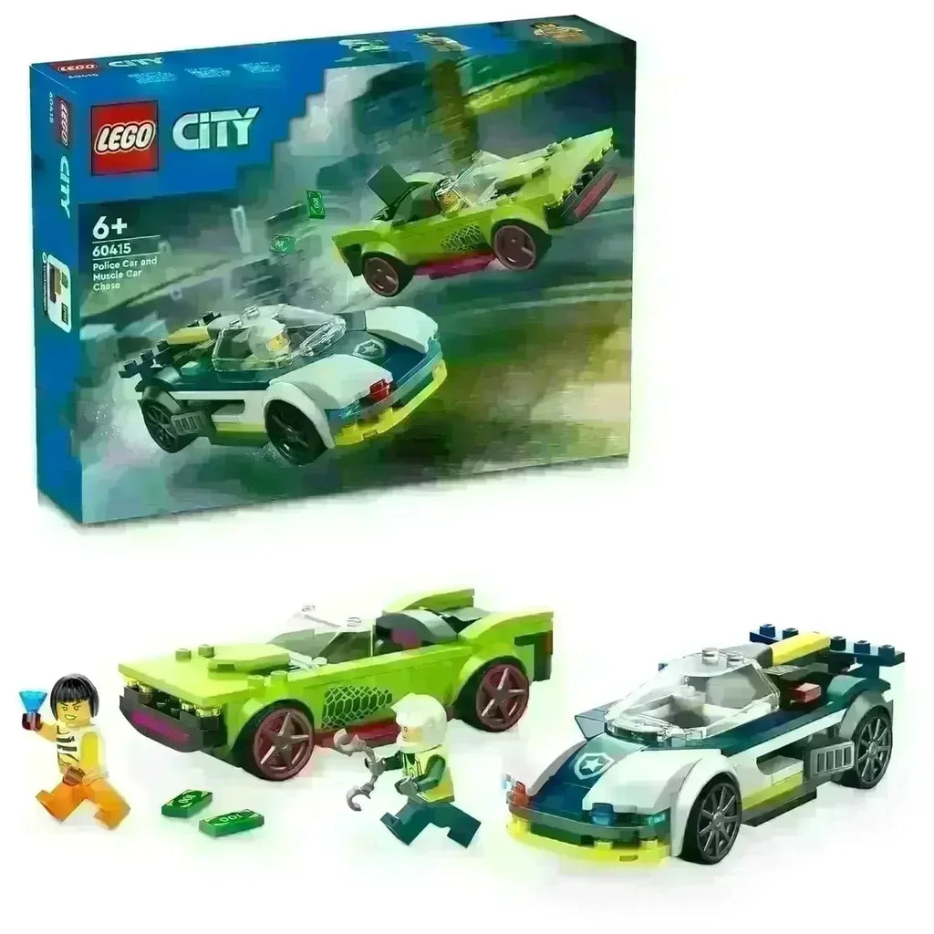 LEGO City 60415 Police Car and Muscle Car Chase – High-Speed Vehicle Chase Building Set for Kids - Naivri