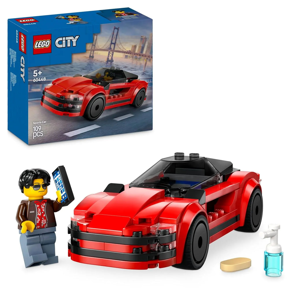 LEGO City 60448 Red Sports Car – Kids' Sports Car Toy with Minifigure - Naivri