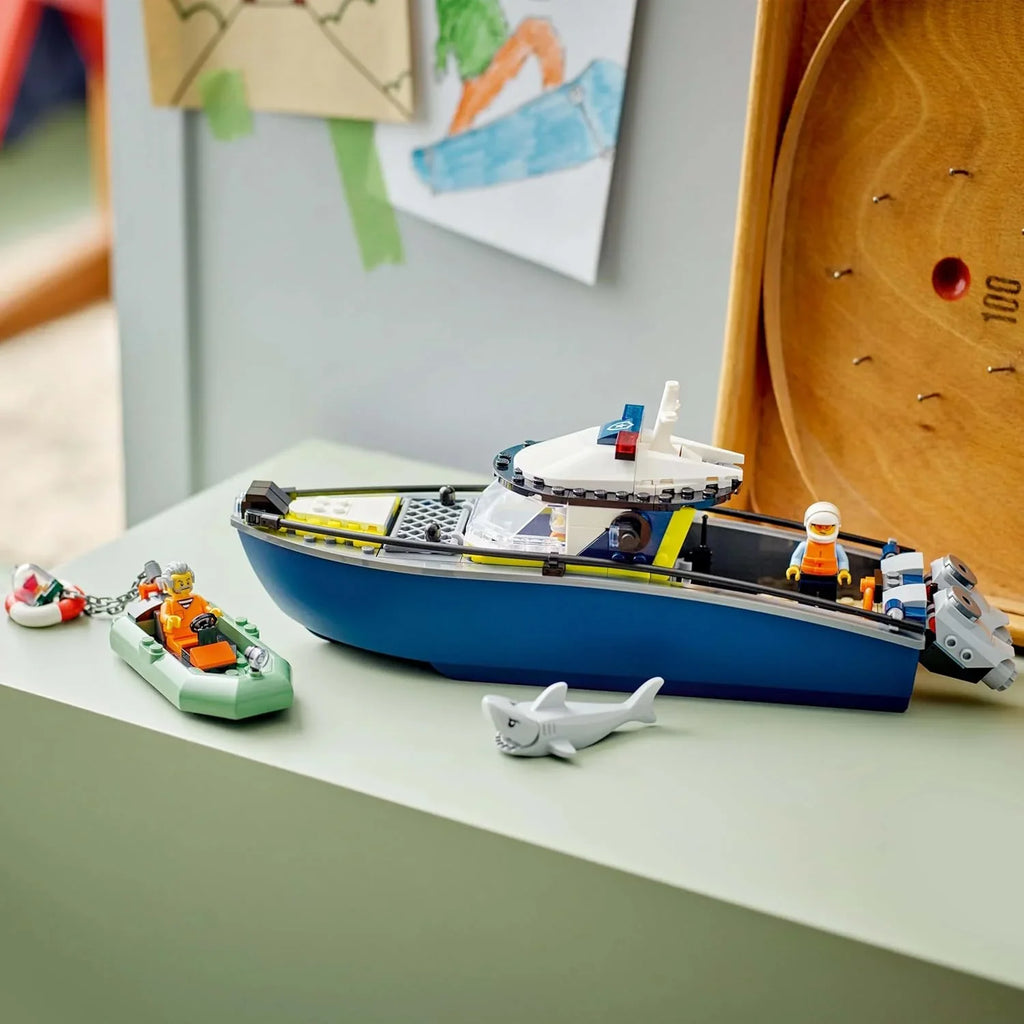 LEGO City 60456 Police Boat Chase – Water Rescue Action Playset for Kids 6+ - Naivri