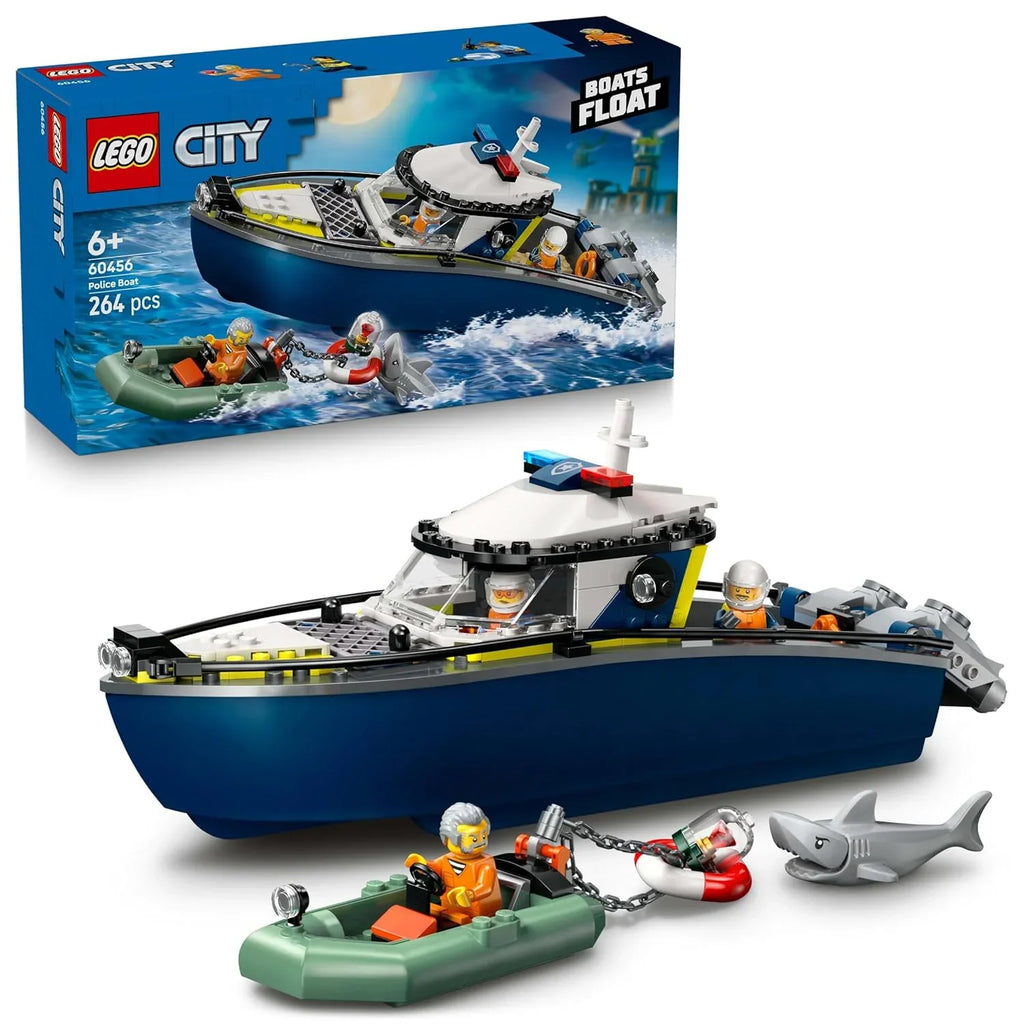 LEGO City 60456 Police Boat Chase – Water Rescue Action Playset for Kids 6+ - Naivri