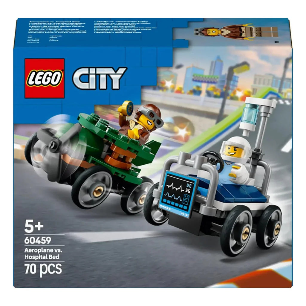 Lego City Airplane vs. Hospital Bed Race Car Pack 60459 – Soapbox Racing Toy Building Set for Kids 5+ - Naivri