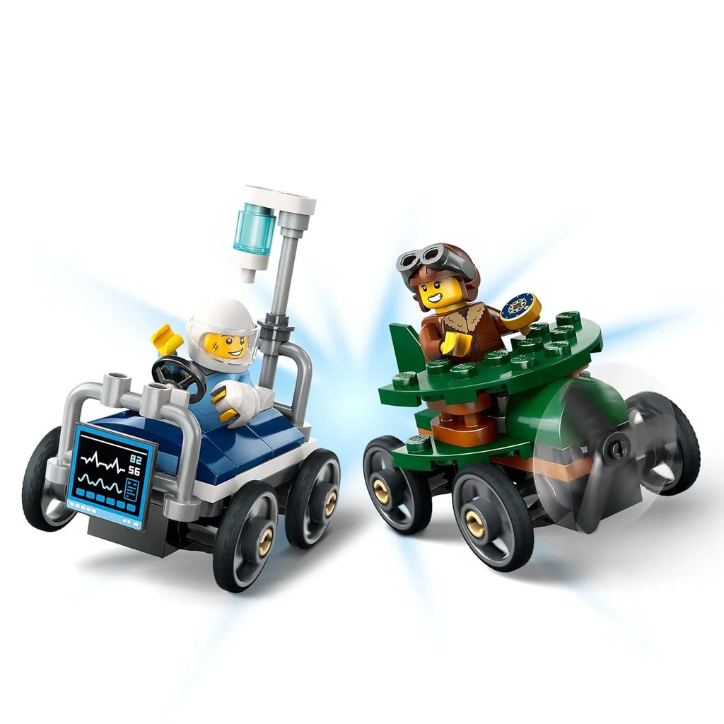 Lego City Airplane vs. Hospital Bed Race Car Pack 60459 – Soapbox Racing Toy Building Set for Kids 5+ - Naivri
