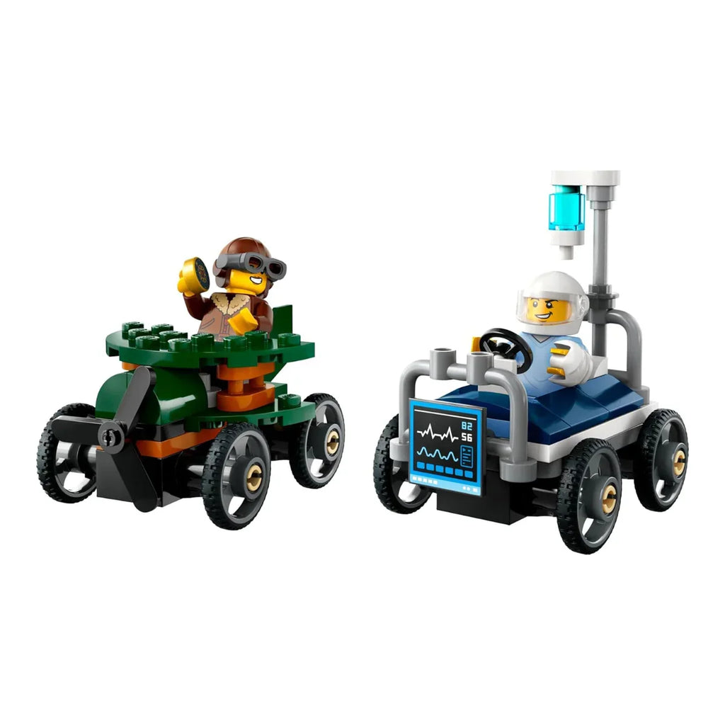 Lego City Airplane vs. Hospital Bed Race Car Pack 60459 – Soapbox Racing Toy Building Set for Kids 5+ - Naivri