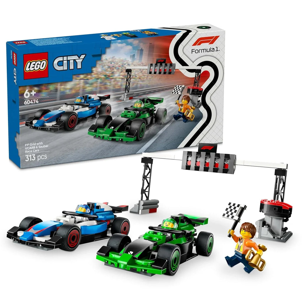 LEGO City F1 Grid 60474 Dual Team Race Set – VCARB & Sauber Cars for Ages 6+ - Naivri