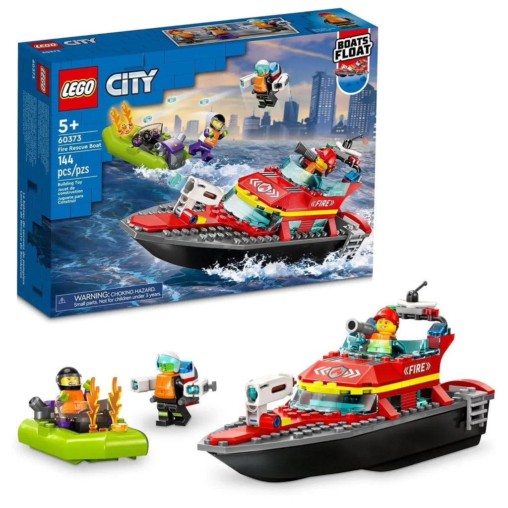 LEGO City Firefighting Rescue Boat Playset for Kids 60373 - Naivri